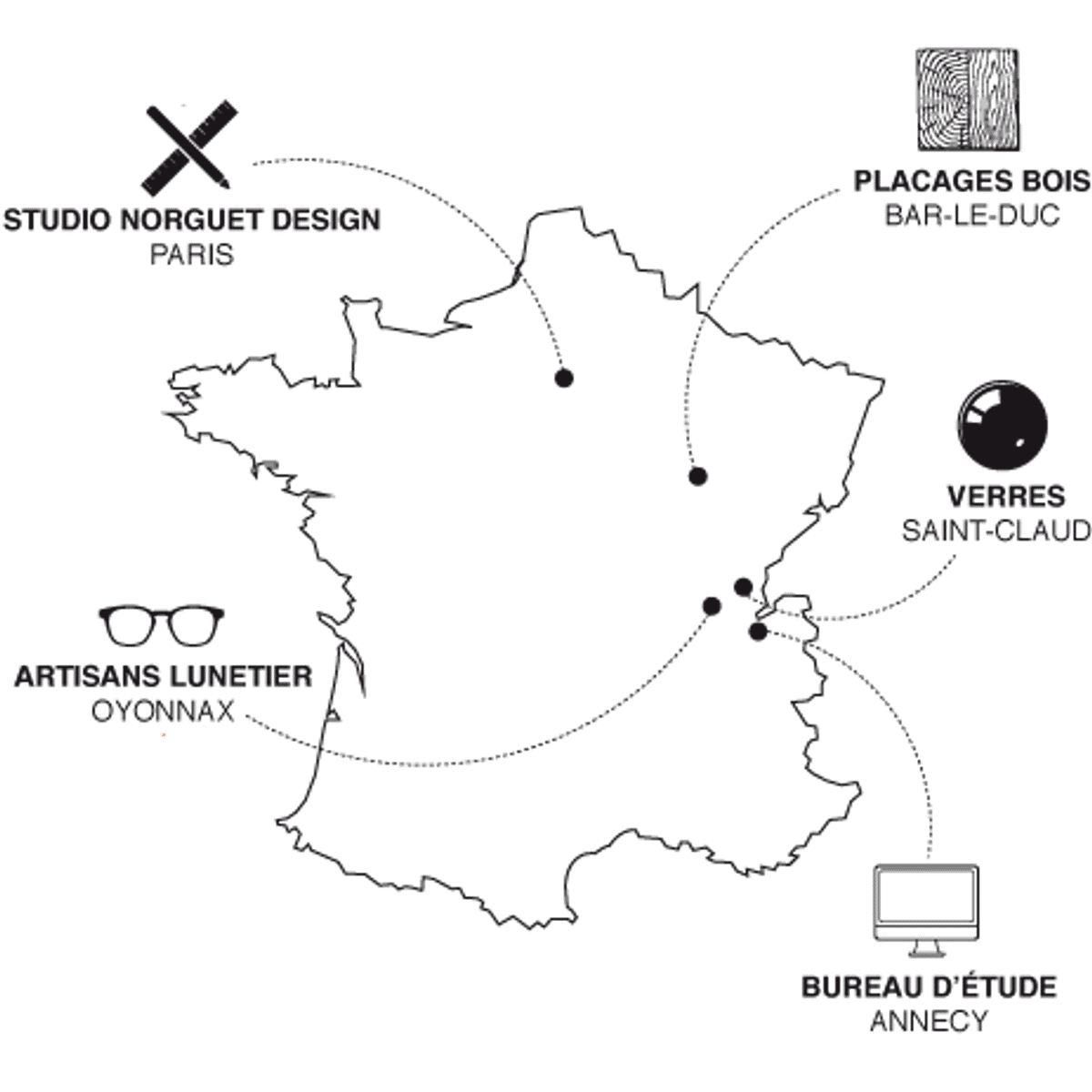Shelter map glasses eco madein France brand COSH
